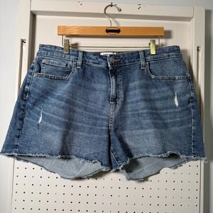 Denizen Levi's Denim Shorts Women's Blue Distressed High-Rise Frayed - 18